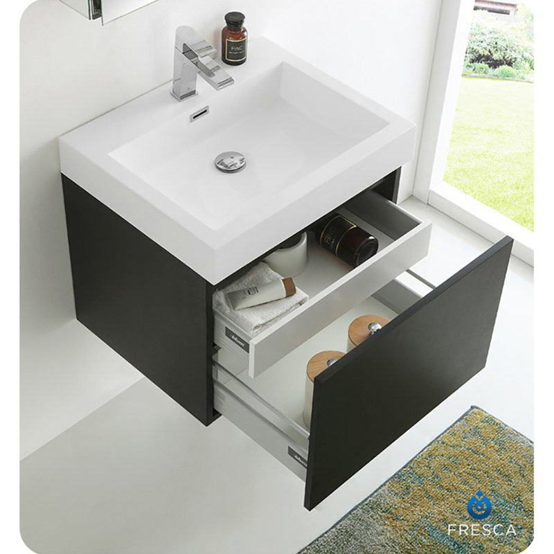 Fresca Nano 23.38'' Wall Mounted Single Bathroom Vanity with Plastic